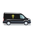 Car hearse. Memorial Service. Vector graphics in flat style.